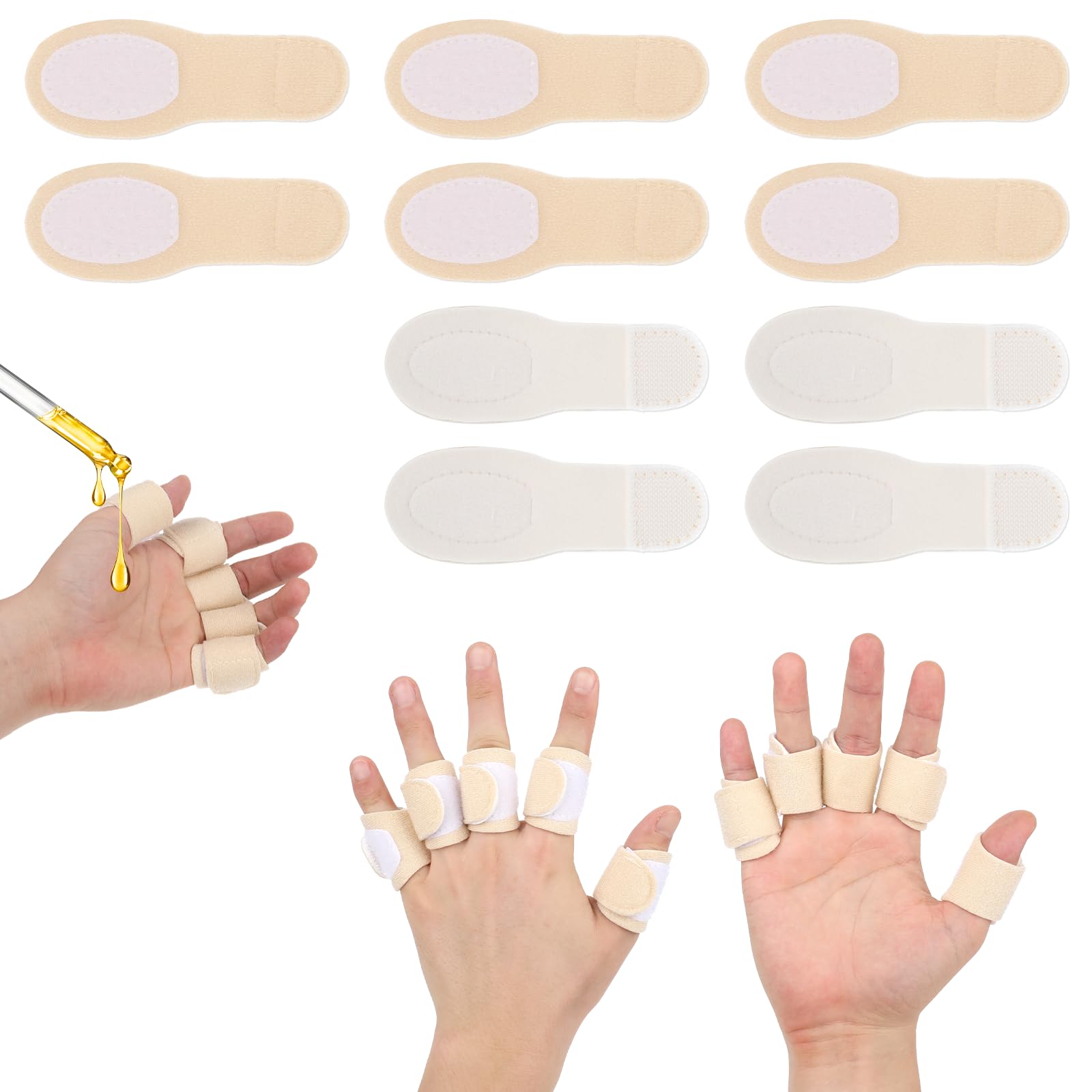 Aeaocvo 10Pcs Castor Oil Pack Wrap for Fingers, Castor Oil Compress Wrap Reusable, Castor Oil Pack Wrap for Finger Arthritis for Finger Tingling Finger Cracking (Oil Not Included)