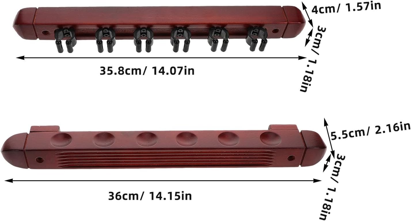 2 Sets Slot Wooden Pool Cue Holder Wall Mount Rack for Billiard Players Space-saving Solid Wood Snooker Cue Organizer Stand for Game Rooms Bars and Clubs