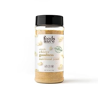 Foods Alive 6 oz Shaker Jar, Simple Cheesy Goodness Nutritional Yeast Seasoning, popcorn, salads, vegan cheese powder, non-gmo, gluten free