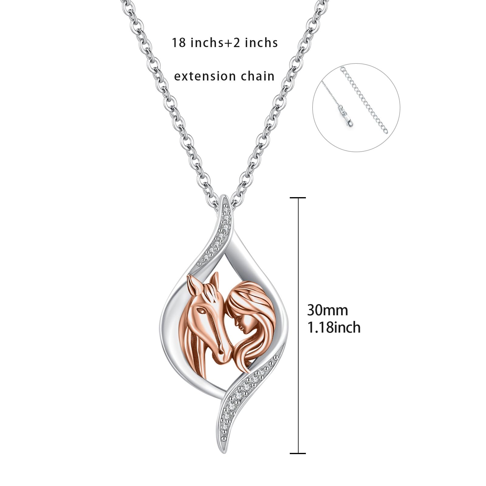 Pferd Anhänger Halskette aus 925 Sterling Silber – Pferdeschmuck für Frauen & Pferde Liebhaber