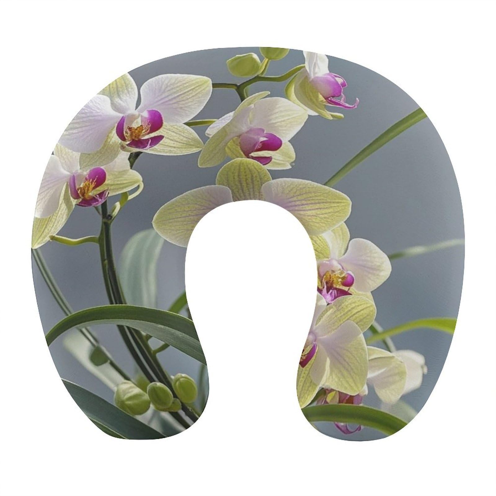 VstaDank Colorful Orchids Flower Neck Pillow Soft Comfortable Travel U Shaped Pillows Portable Pillows for Shoulder Memory Foam Head Support Pillow for Airplane Car Home Office