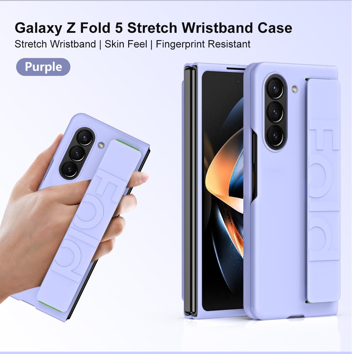 EKSED Custodia per Telefono Custodia con cavalletto per Samsung Galaxy Z Fold 5 5G Cover con Impugnatura in Silicone, Custodia Protettiva per Tutto Il Corpo con Cinturino per Dito Design Portatile