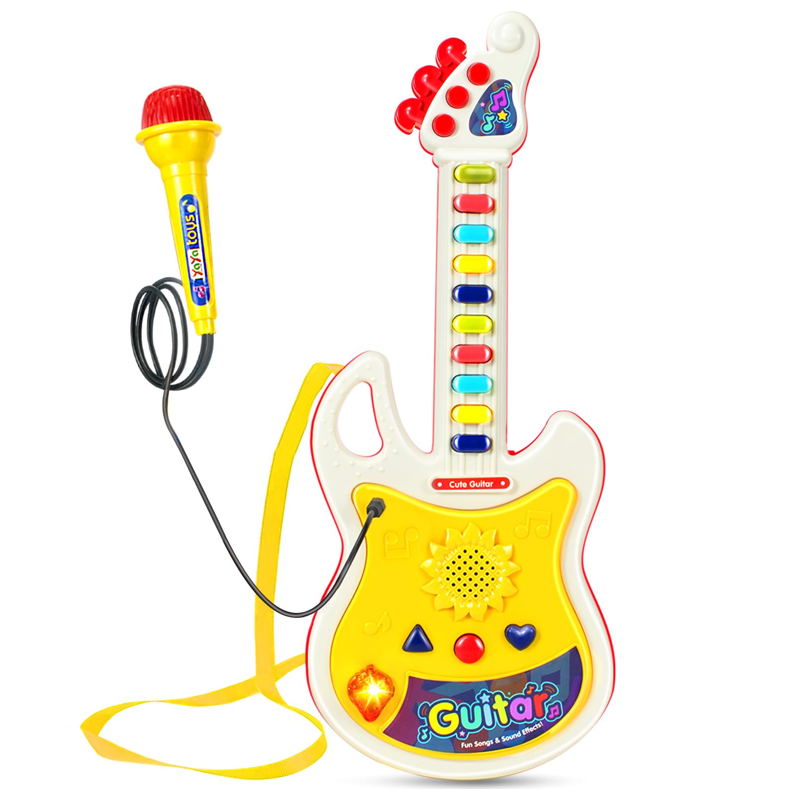 Toddler Guitar, Musical Instruments Toys for Toddlers 1-3, Kids Electric Guitar with Microphone & Piano Set- Montessori Karaoke Music Toys for 3 4 5 6 Year Old Boys Girls Pretend Play Gifts