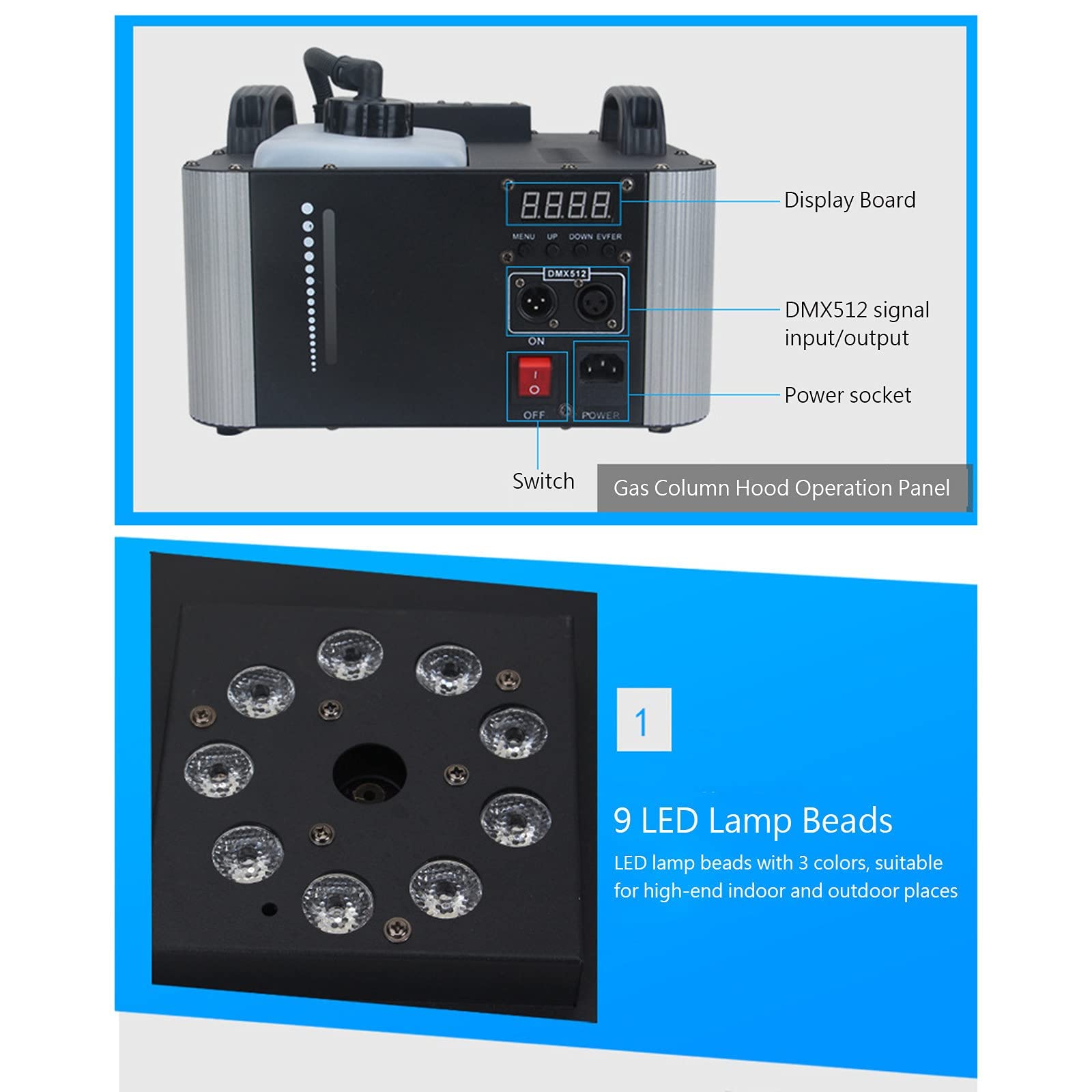 Máquinas de niebla de humo, máquina de niebla de discoteca portátil con luces LED para fiesta en casa, mini máquina de niebla con control remoto inalámbrico para fiesta, boda, escenario, efecto, festi