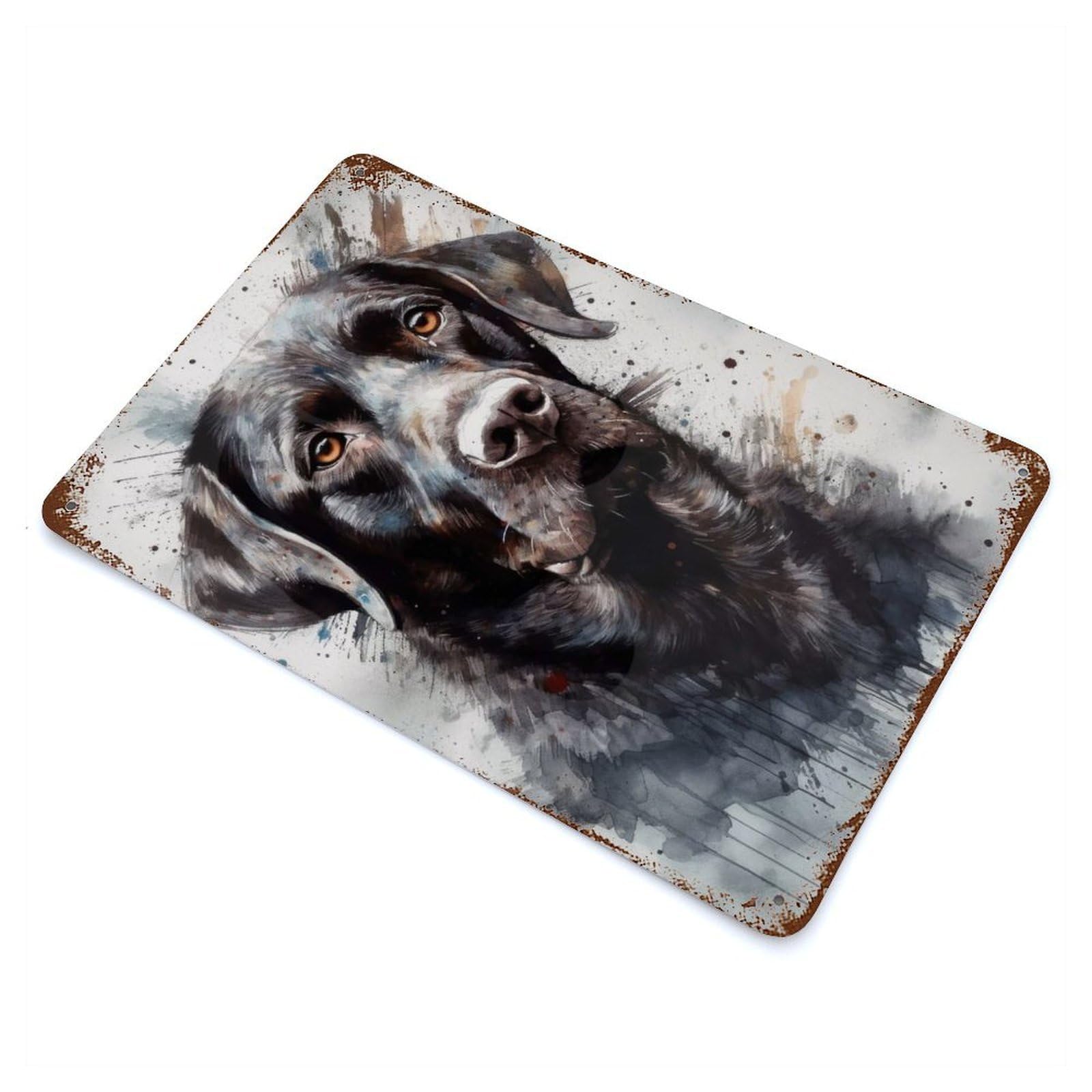 Retro Metal Sign with Labrador Retriever Dog Design 11.8"x7.9", for Living Room, Hallway And Home Decor, Farmhouse Wall Decor