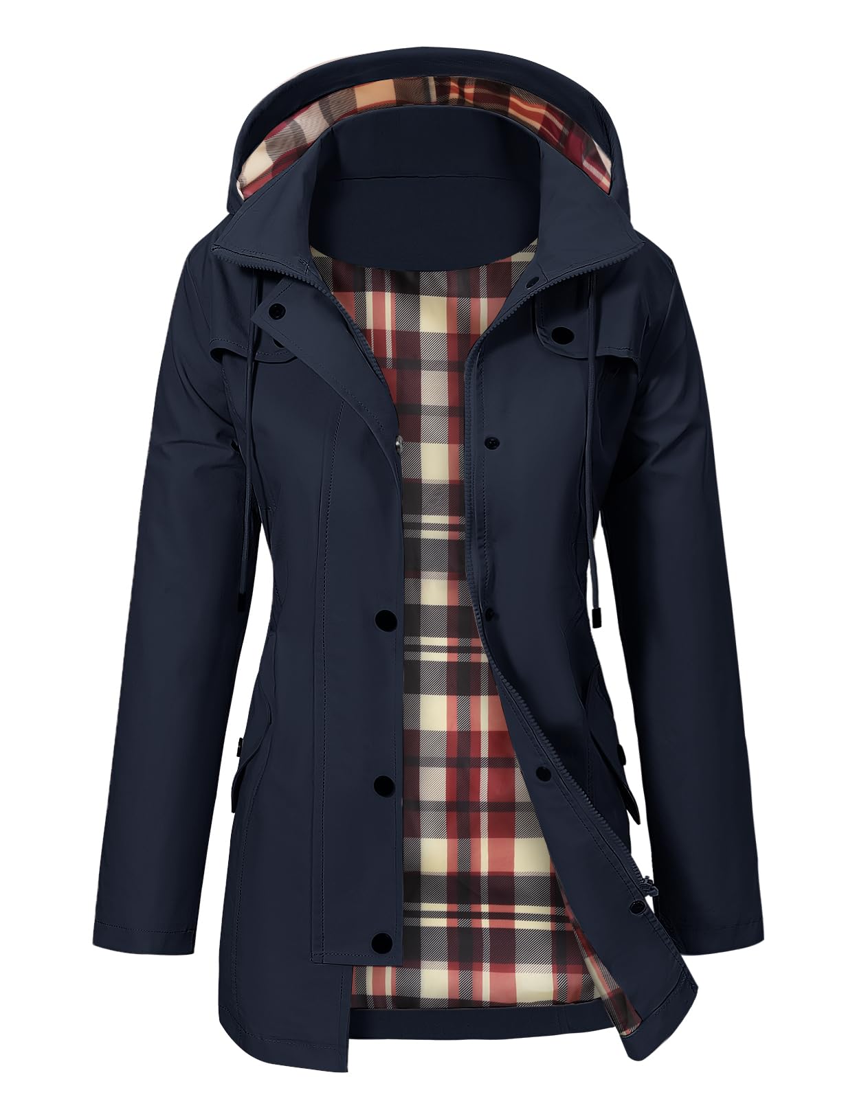 Giacca Impermeabile Donna Giacca Trench Pioggia con Cappuccio Parka Lungo Giacca a Vento Traspirante Leggero Antipioggia Antivento All'aperto