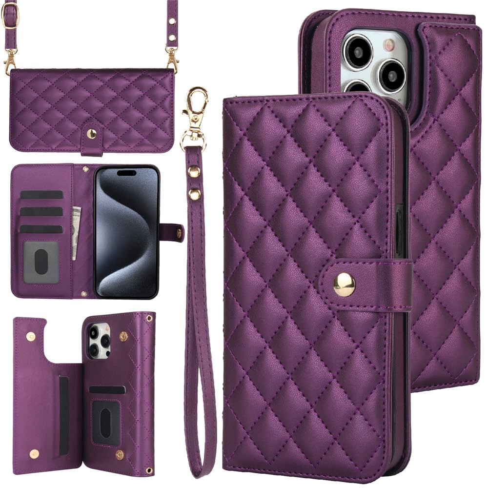 Étui en cuir iPhone 16 Pro violet foncé : la protection magnétique raffinée - 6