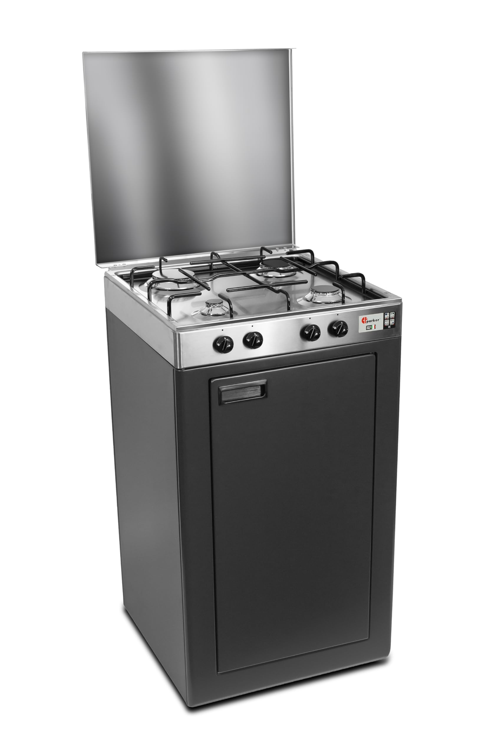 CFParker Fornello Cucina a Gas Gpl 4 Fuochi Acciaio Inox con Mobile Portabombola Grigio Grafite Made in Italy - 541ACCGP