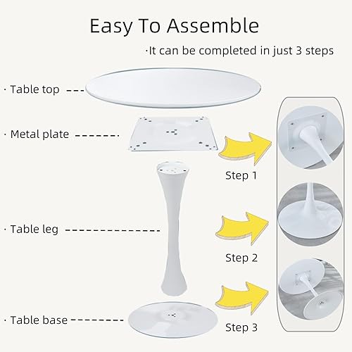Miniatura 6 de Round Dining Table White with Pedestal Base,31.5" Modern Tulip Dining Room Table for 1-4 People,Pedestal Dining Table with Round Top for Kitchen