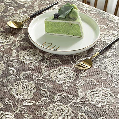 Sutavia Lace Tablecloth Embroidered Lace Table Cover For Square Small Table Classic Dustproof Table Protector For Kitchen Dining Room Party Wedding Banquet Home Decoration (Gold, 33"×33") #TOP3