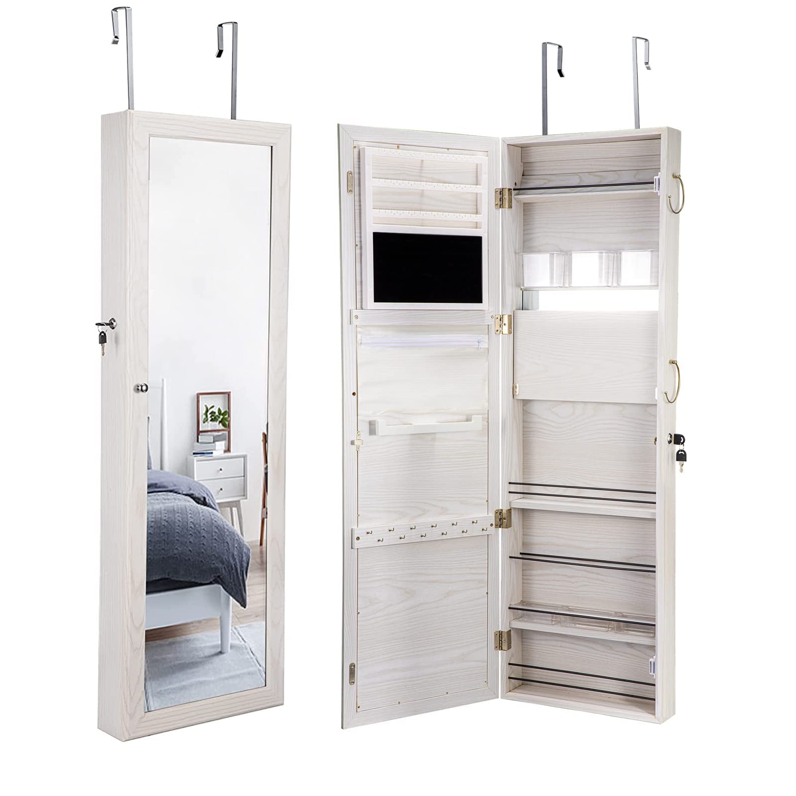 Titan Mall Jewelry Wall Door Mounted Jewelry Organizer Mounted Lockable Jewelry Armoire