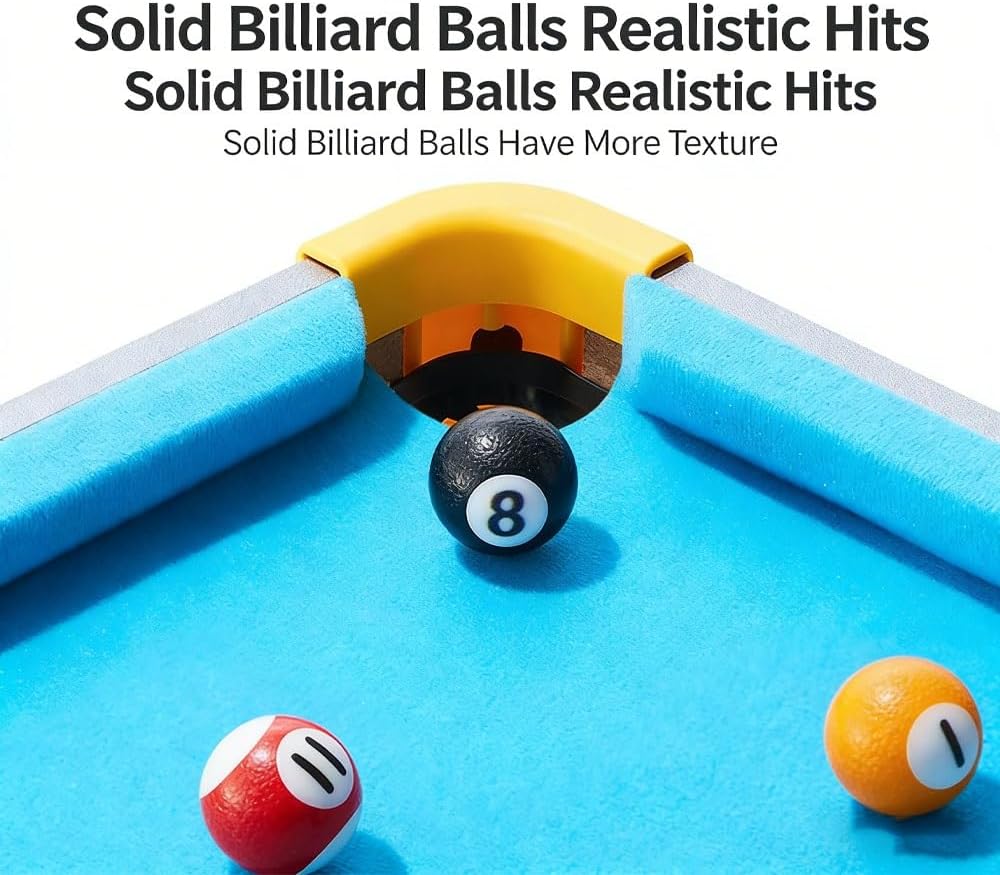 Folding Pool Games Table, Portable Tabletop Funny Billiard, Smooth Rounded Corner Design, Widened and Thickened Table Legs for Home Indoor Party