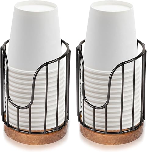 2 piezas de dispensador de vasos de baño estilo rural, pequeño portavasos desechable de papel, estante de almacenamiento para vasos desechables de