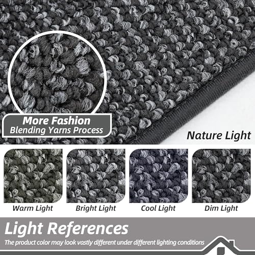 Image of BEQHAUSE Dirt Trapper Door Mat 20 inch x 48 inch, Non-Slip Washable Doormats Entrance Mat, Dirt Resistant and Absorbent Welcome Mat, Low Profile Floor Mats for Front Back Door and Entryway, Charcoal