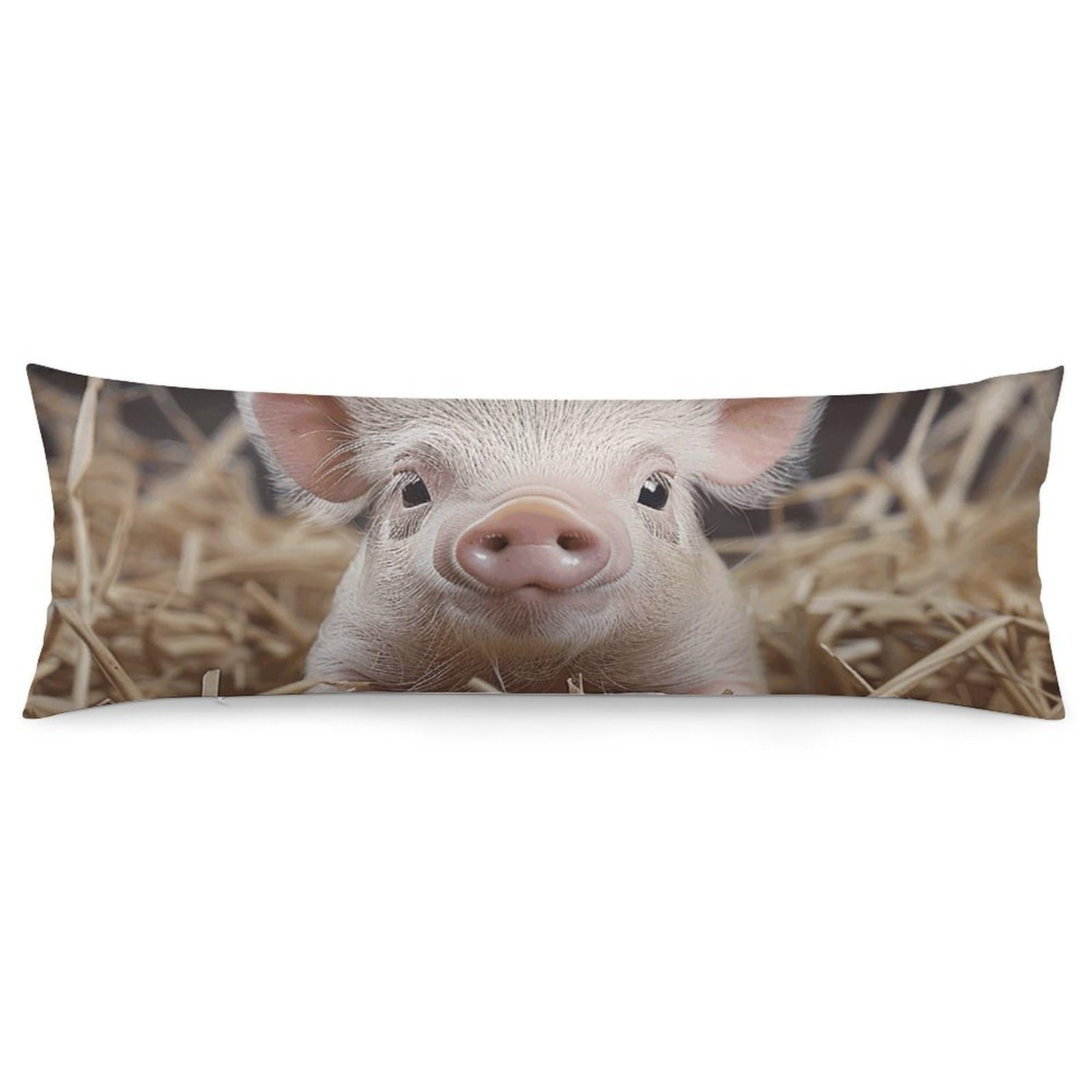NONHAI 2 Pack Pillow Cases for Hair and Skin, Soft Breathable Pillow Case Covers with Hidden Zipper, Straw and Piglet Pillowcase 20"x54" Pillow Covers for Sleeping Gift