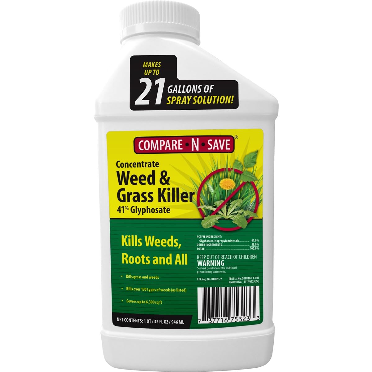 Concentrate Glyphosate Concentrate Grass & Weed Killer Herbicide, 32-Ounce