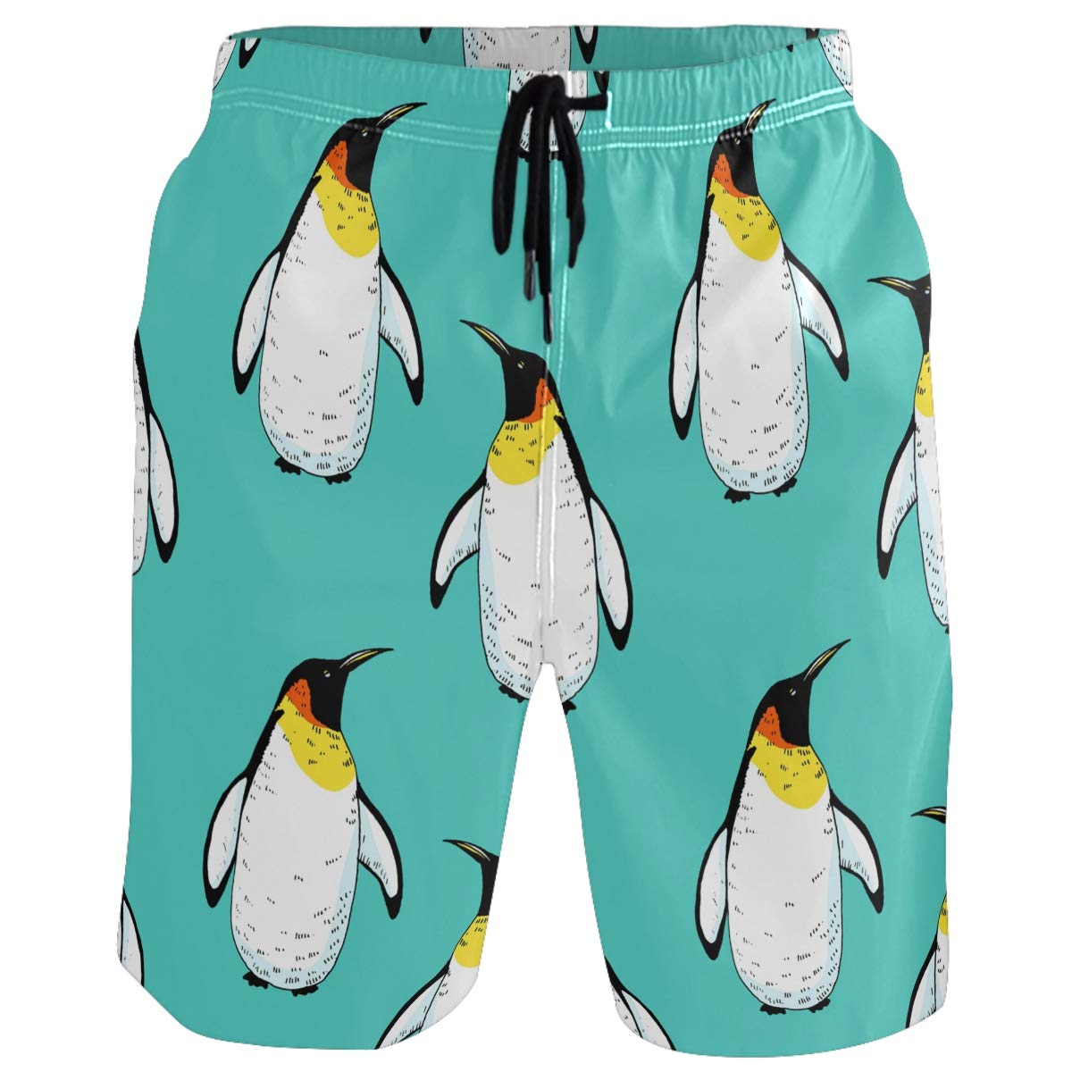 visesunny Men Swim Trunks Swimming Beach Surfing Board Shorts Swimwear Quick Dry Mesh Lining Bathing Suits with Pockets, Penguin, Large