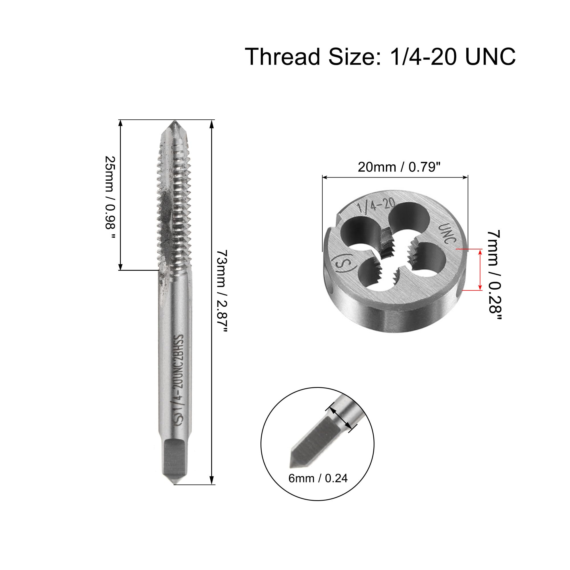 Maschi Per Filettatura A Punta Spirale 1/4-20 E 8-32 UNC - Set Da 4 Pezzi In Acciaio HSS Rivestito Titanio - 5