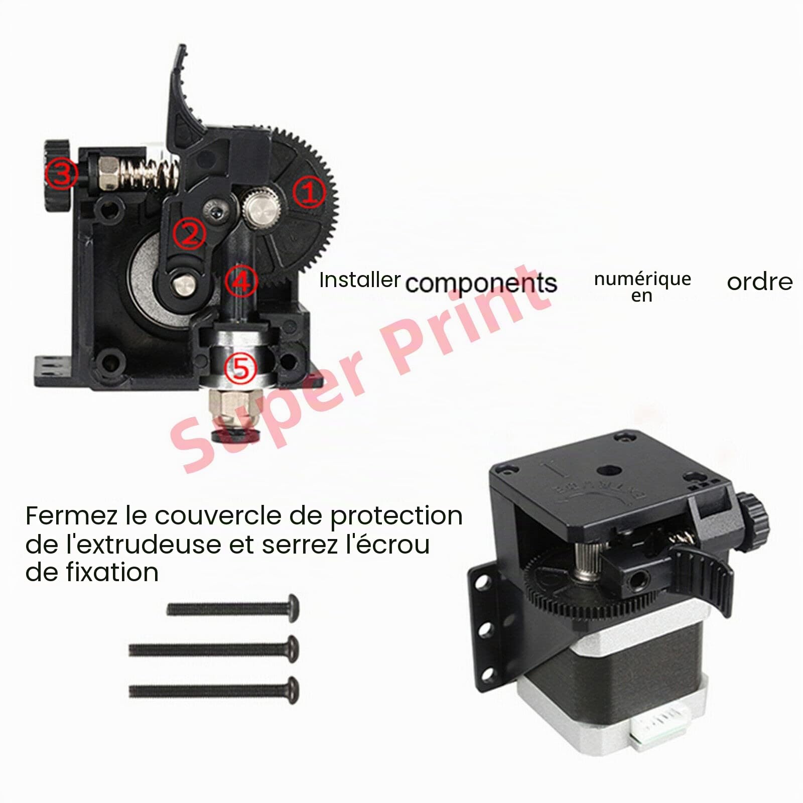 Titan Extruder,Extrudeuse en titane,3D Printer Titan Extruder Stock Feeder Compatible with V6 Hotend J-Head, CR10,Ender 3 Series Mega S X Series,1.75mm Filament.