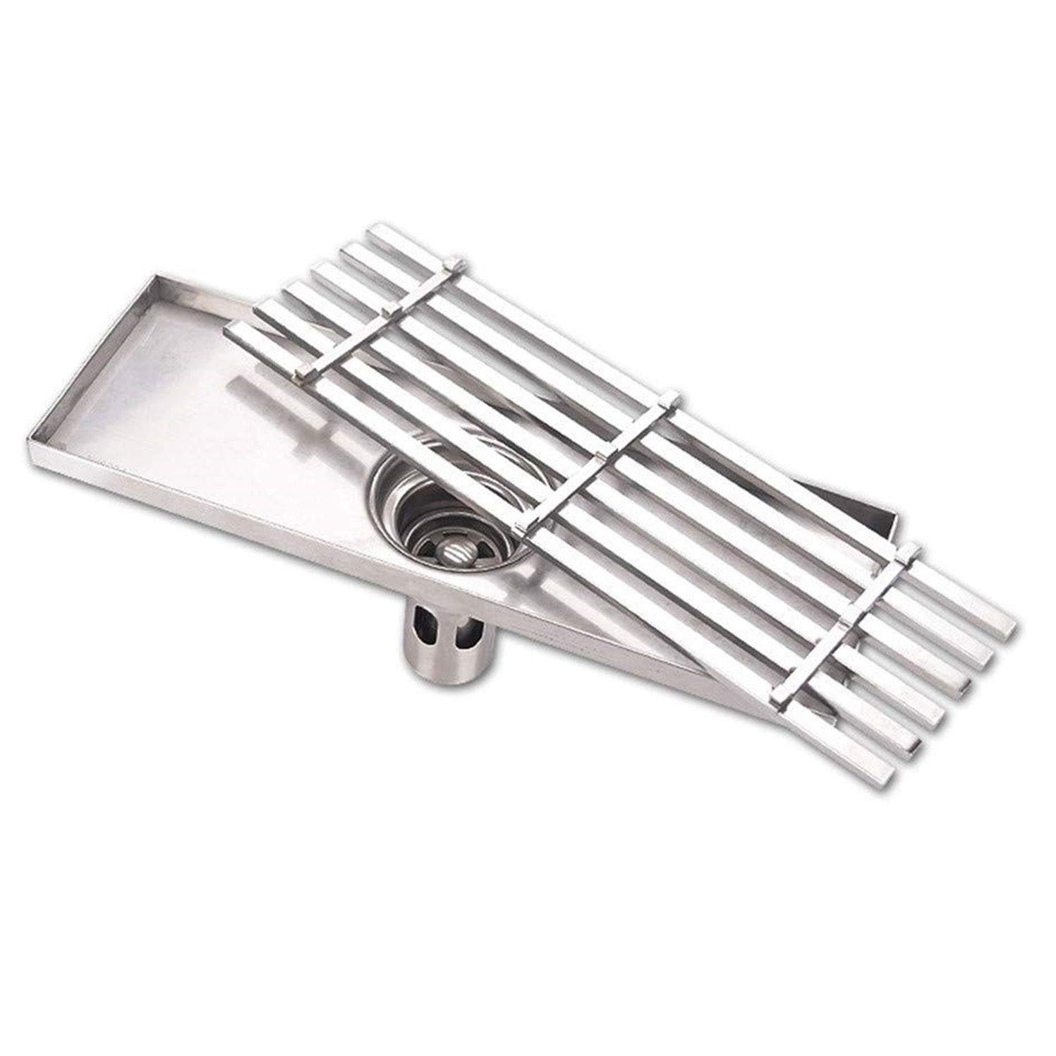 Linearer Duschrinne aus Edelstahl, 40 cm, rechteckiger Bodenablauf mit abnehmbarer Abdeckung, für Küche, Bad, Garage und Keller, schnelles Ablaufsystem