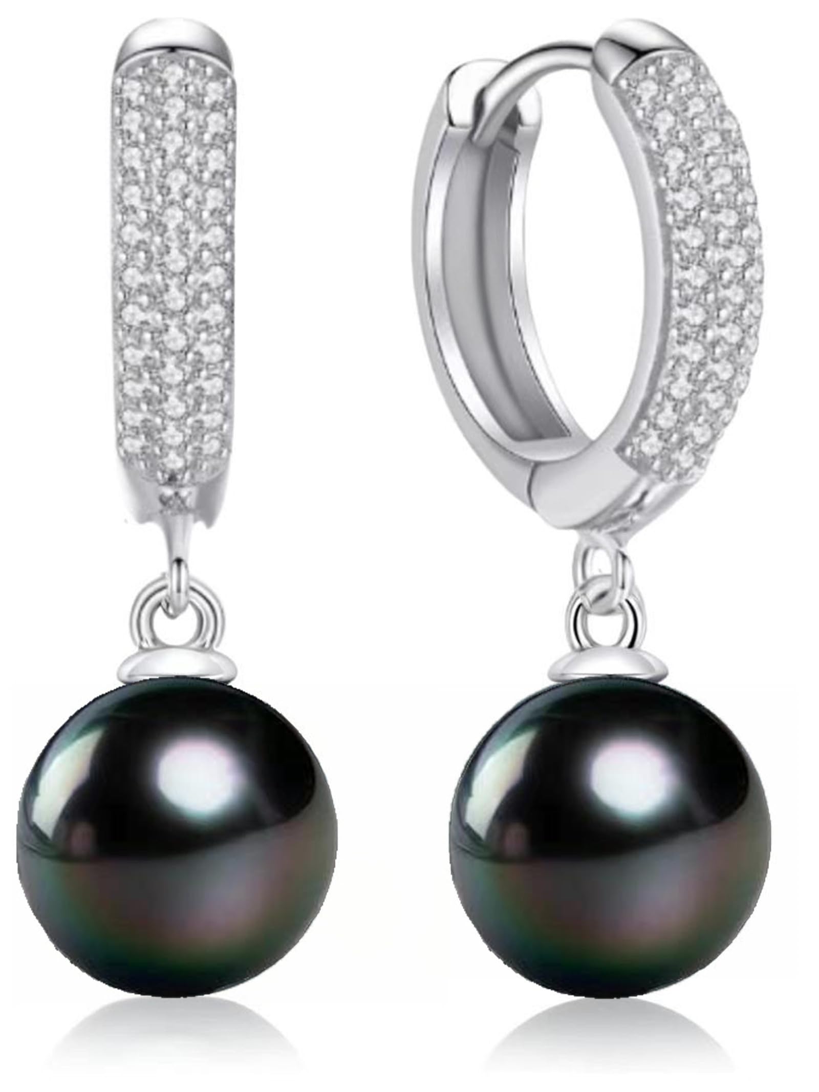 AAAAA Grade Tahitian Black Pearl Dangle Earrings Anniversary birthday Wedding Valentines Christmas Mothers Day Gift for Wife Women