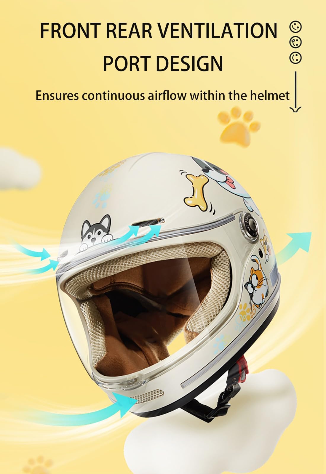 Casco Integrale Moto per Bambini, Caschi Integrali Motocross Ragazzi Ragazze, Omologati ECE, Prese d'Aria Visiera AntiGraffio, Caschi, Kart Strada, Scooter, Cruiser Ciclomotori K,Small