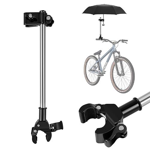 Flexzion Soporte de abrazadera ajustable para sombrilla de bicicleta Accesorio universal para cochecito, soporte de sombrilla para silla de ruedas