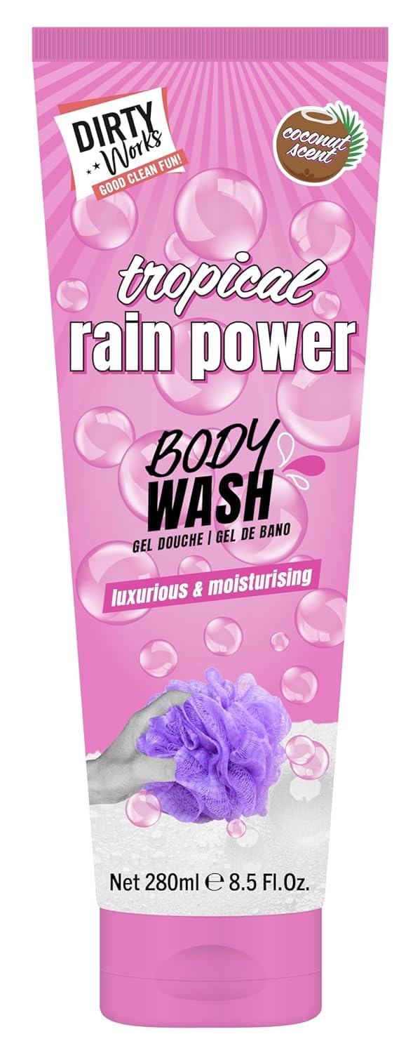 Dirty Works Tropic Like it's Hot Coconut Body Wash - Tropical Rain Shower Gel, Soft Skin, Subtle Scent, Moisturizing, Cleansing, Hydrating, Vegan, Cruelty-Free, 280ml