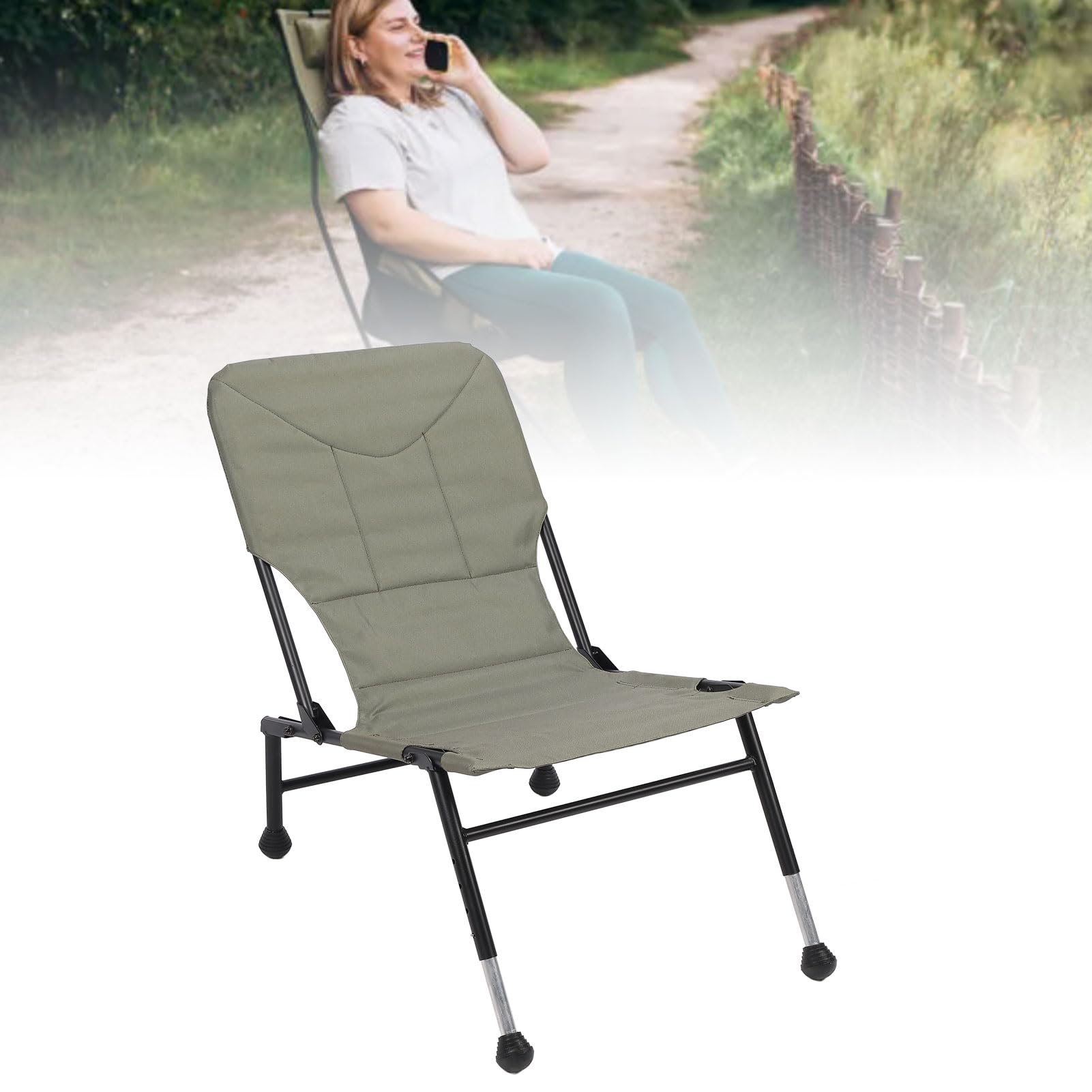 CHICIRIS Klappbarer Campingstuhl, Leichter Tragbarer Stuhl aus Oxford-Stoff mit Verstellbaren Teleskopbeinen für Outdoor-Garten-Strandangeln