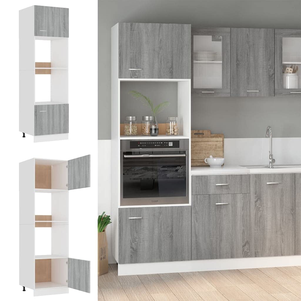 vidaXL Meuble Micro-Ondes Lyon Gris Sonoma 60 x 57 x 207 cm Bois
