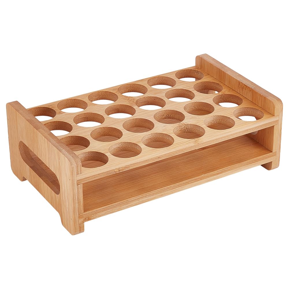 UNICRAFTALE Wooden Test Tube Rack 24-Holes Bamboo Multi-Use Cylinder Tube Display Racks Rectangle Razors Pencils Art Brushes Holder for Laboratory Home Crafting Potted Plant 9.06"x5.63"x3.15"-image-30