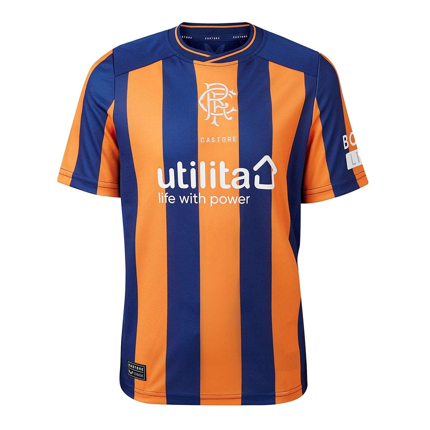 Castore Kids Rangers Third Shirt 2023 2024 Juniors Navy/Orange 13 Years