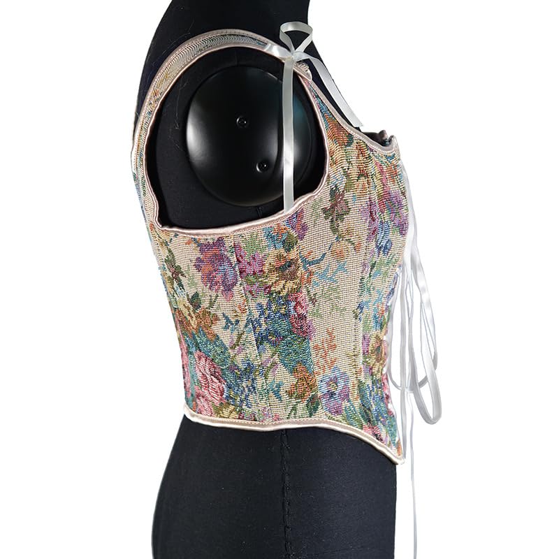 Image of CONCINEROS Women's Summer Vintage Floral Renaissance Corset Top for Women Y2k Tops Sleeveless Drawstring Crop Top