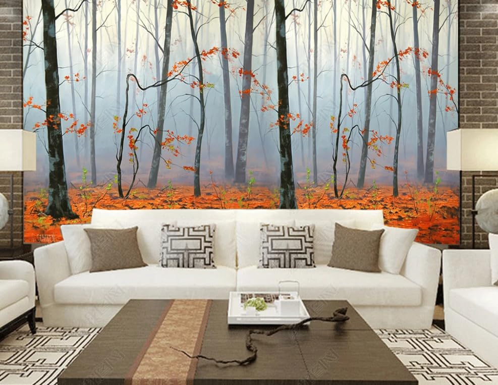 Papier peint intissé arbres en automne 300x210 cm grand format pour salon