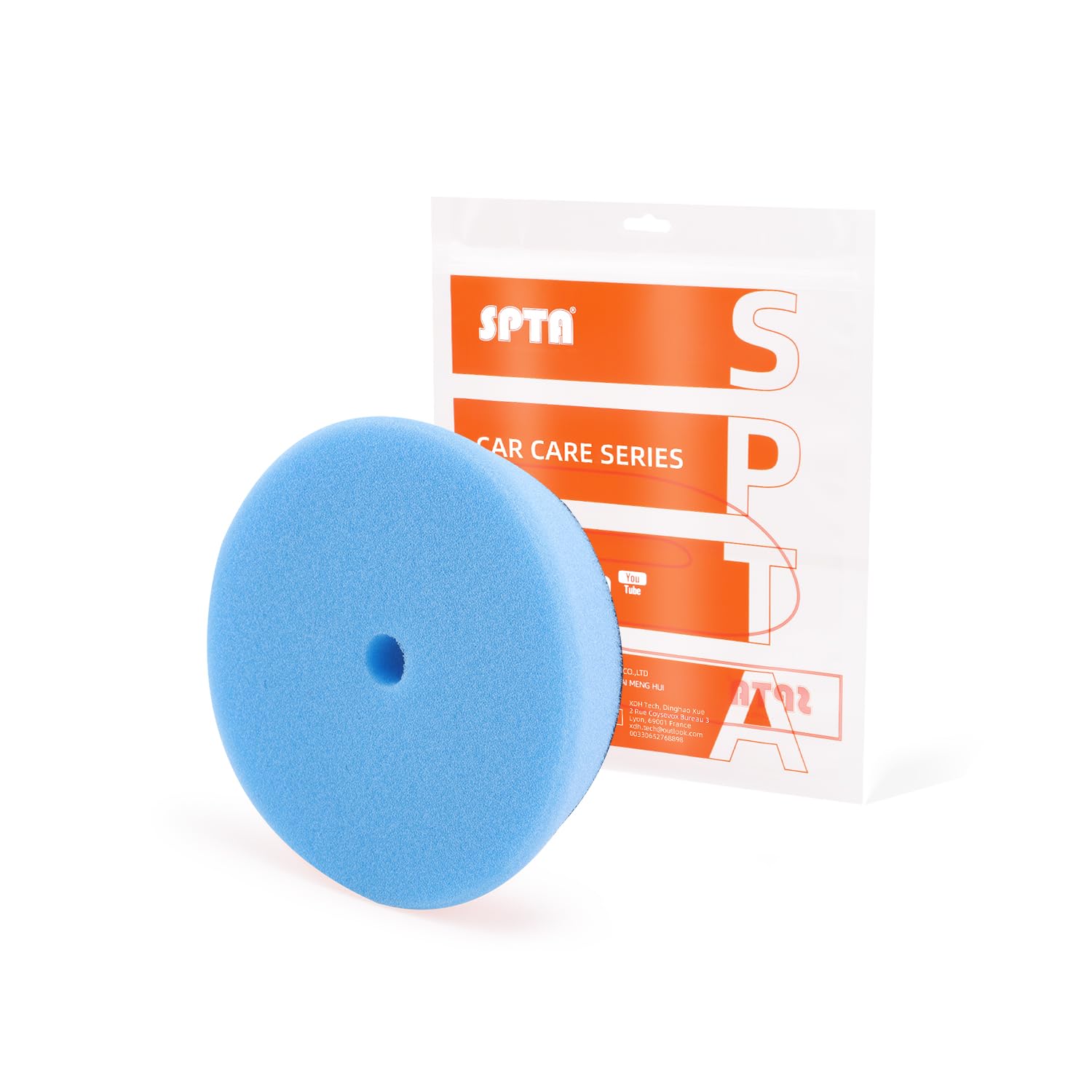 Blue T60 Moderate-Cut Foam Polishing Pads, SPTA 1Pc 3.5 Inch Face for 3 Inch 80mm Backing Plate Compound Buffing Sponge Pads for Car Buffer Polisher Compounding, Polishing and Waxing -FPTSS3G
