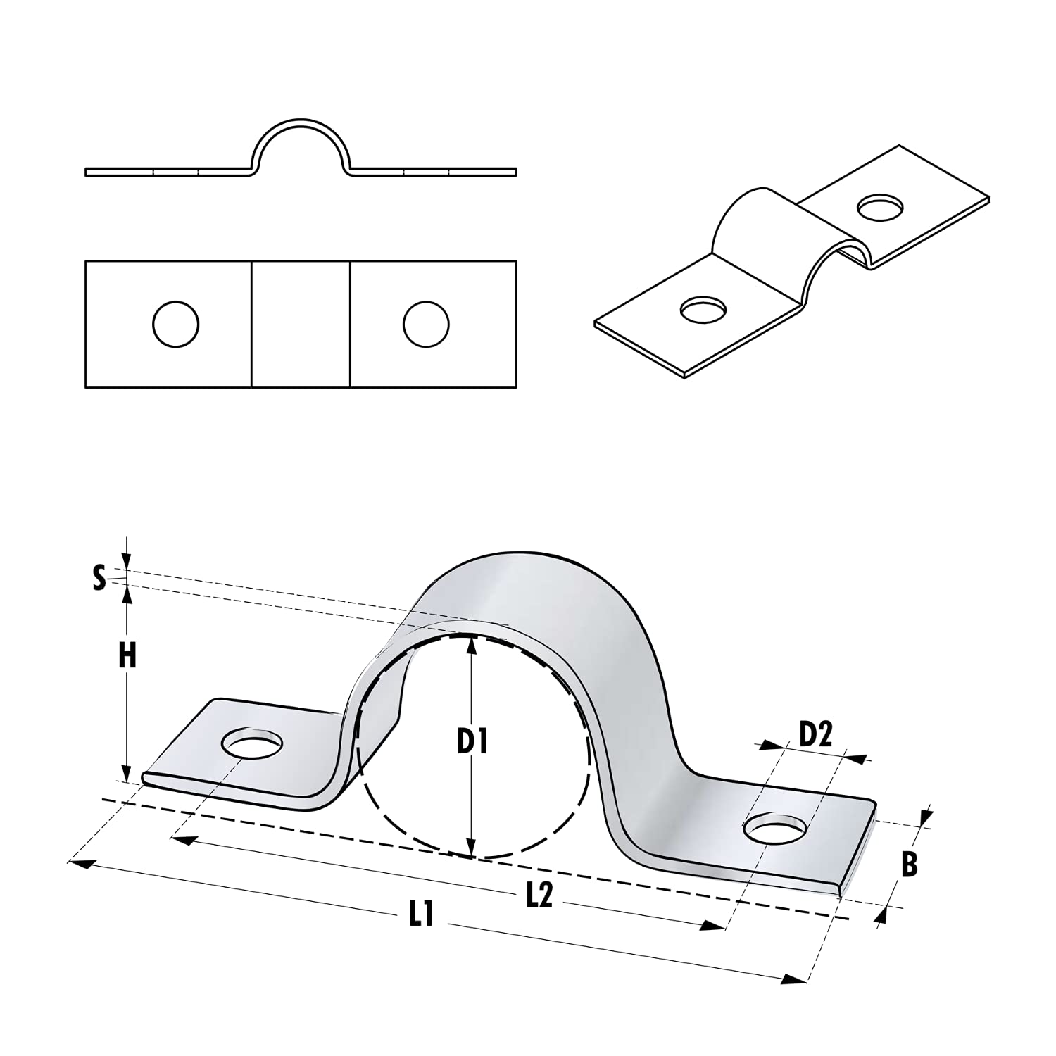 Kabelschellen 20mm Kabelschellen Einlaschig Aus Edelstahl A2 (V2A) – Nach DIN 72571, Vielseitige Größen Edelstahl Kabelschellen DIN 72571