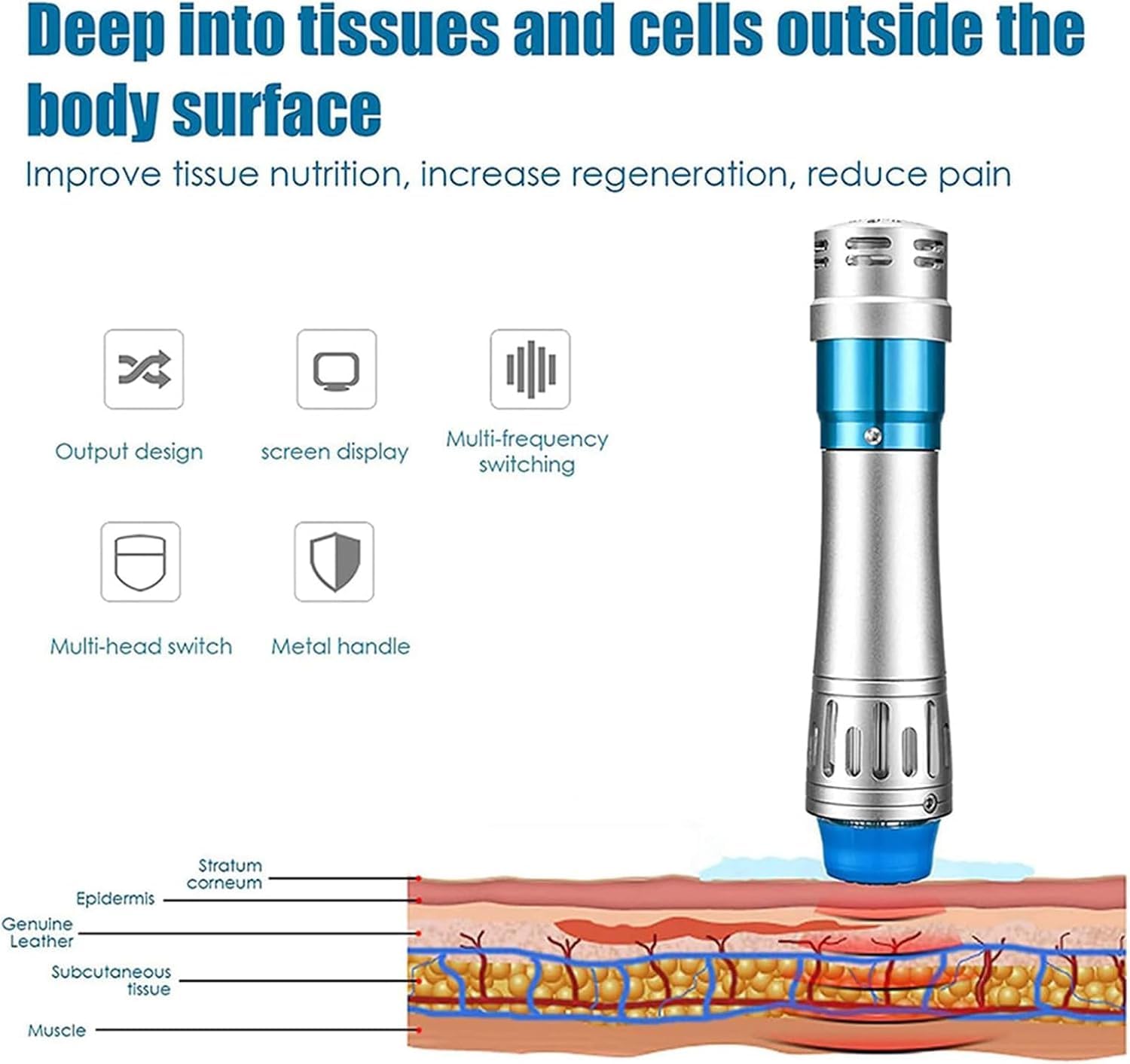 Dispositivo per Terapia A Onde Durto, Apparecchio Professionale per Terapia A Onde Durto, Massaggiatore Elettromagnetico A Onde Durto Eswt, per Il Sollievo dal Dolore, Il Miglioramento del