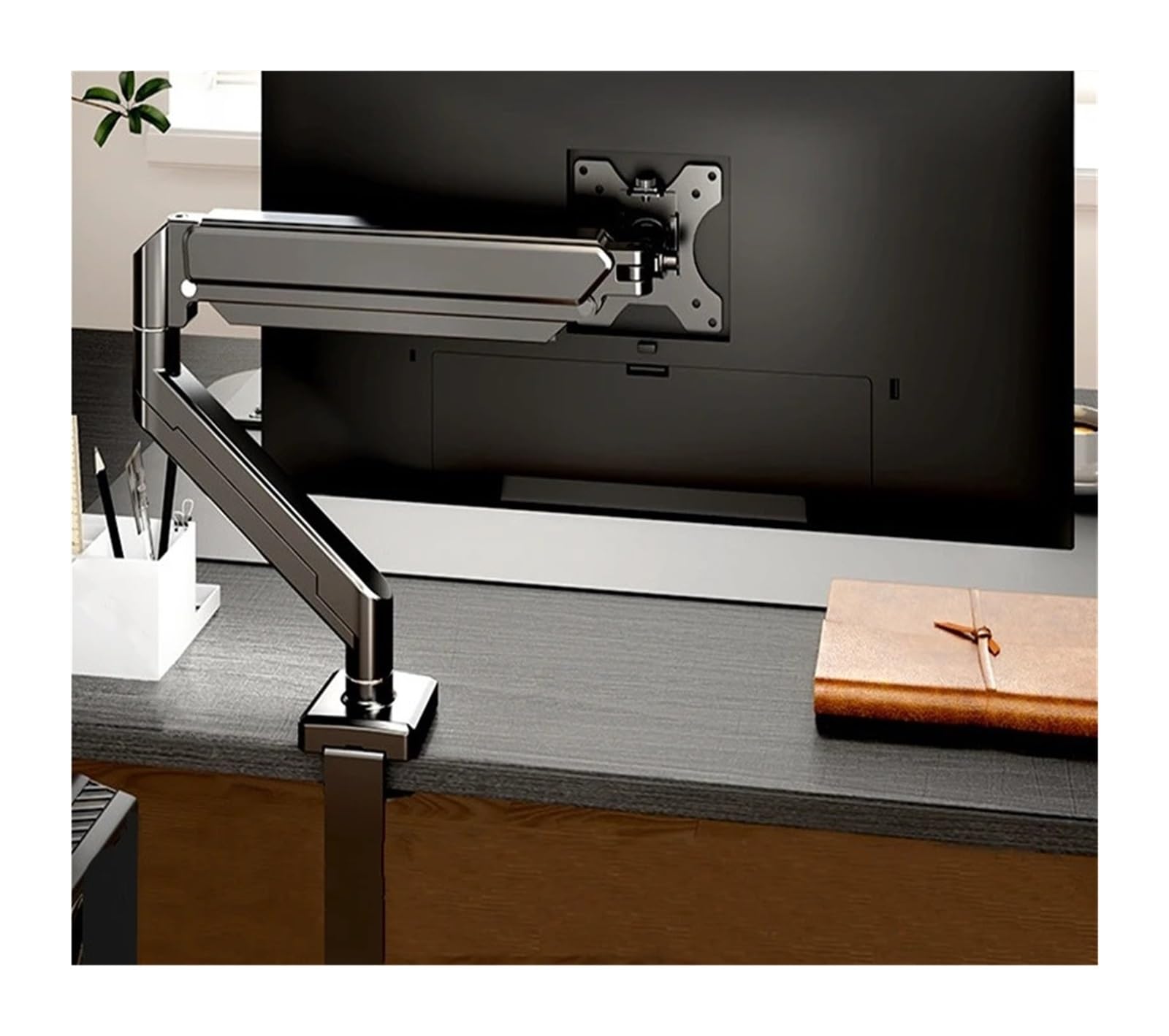 Supporto da scrivania regolabile universale for monitor singolo | La staffa robusta si adatta a schermi fino a 32 pollici e supporta un peso massimo dello schermo di 19,8 libbre(Black)