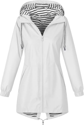 Womens Waterproof Jackets Lightweight Hooded Long Rain Coat Rain Jacket Ladies Functional Windbreaker Jacket Softshell Plus Size Breathable Hiking Outdoor Trench Coats