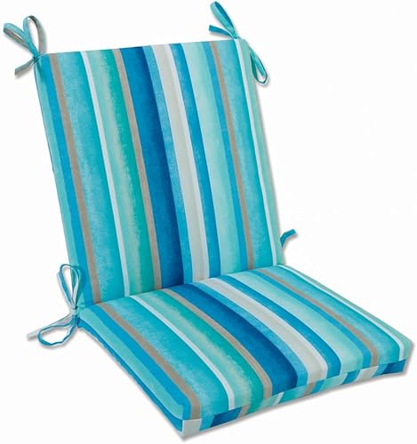 Pillow Perfect Cojín cuadrado para silla esquinera de 1 pieza con respaldo sólido para interiores y exteriores, con lazos, asiento profundo,