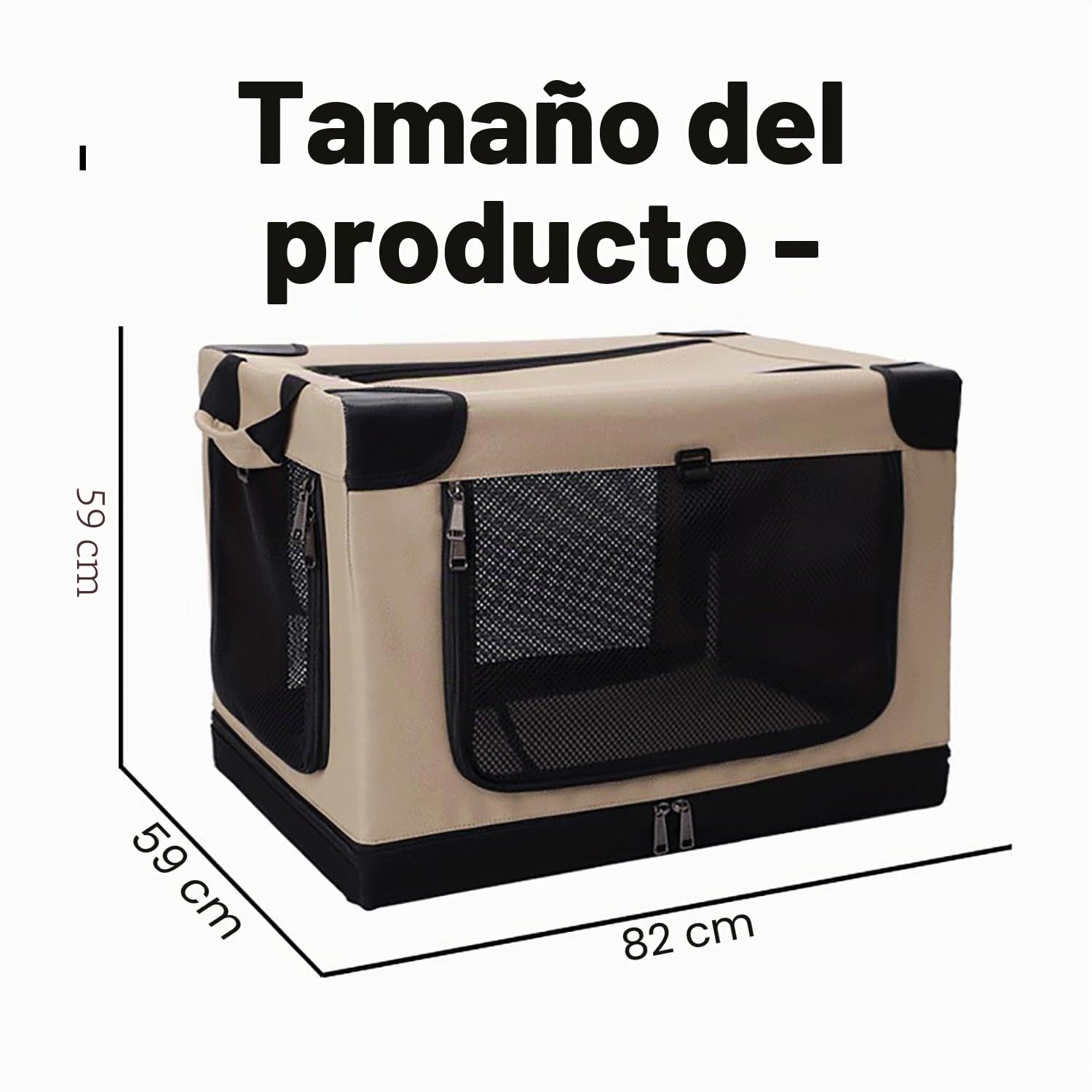 Transportin Perro Grande,Caja Plegable para Perros Medianos,Bolsa Plegable,Ventanas de Red Resistentes y Inserto de Cama de Felpa para Casa y Viaje(82x59x59 cm)