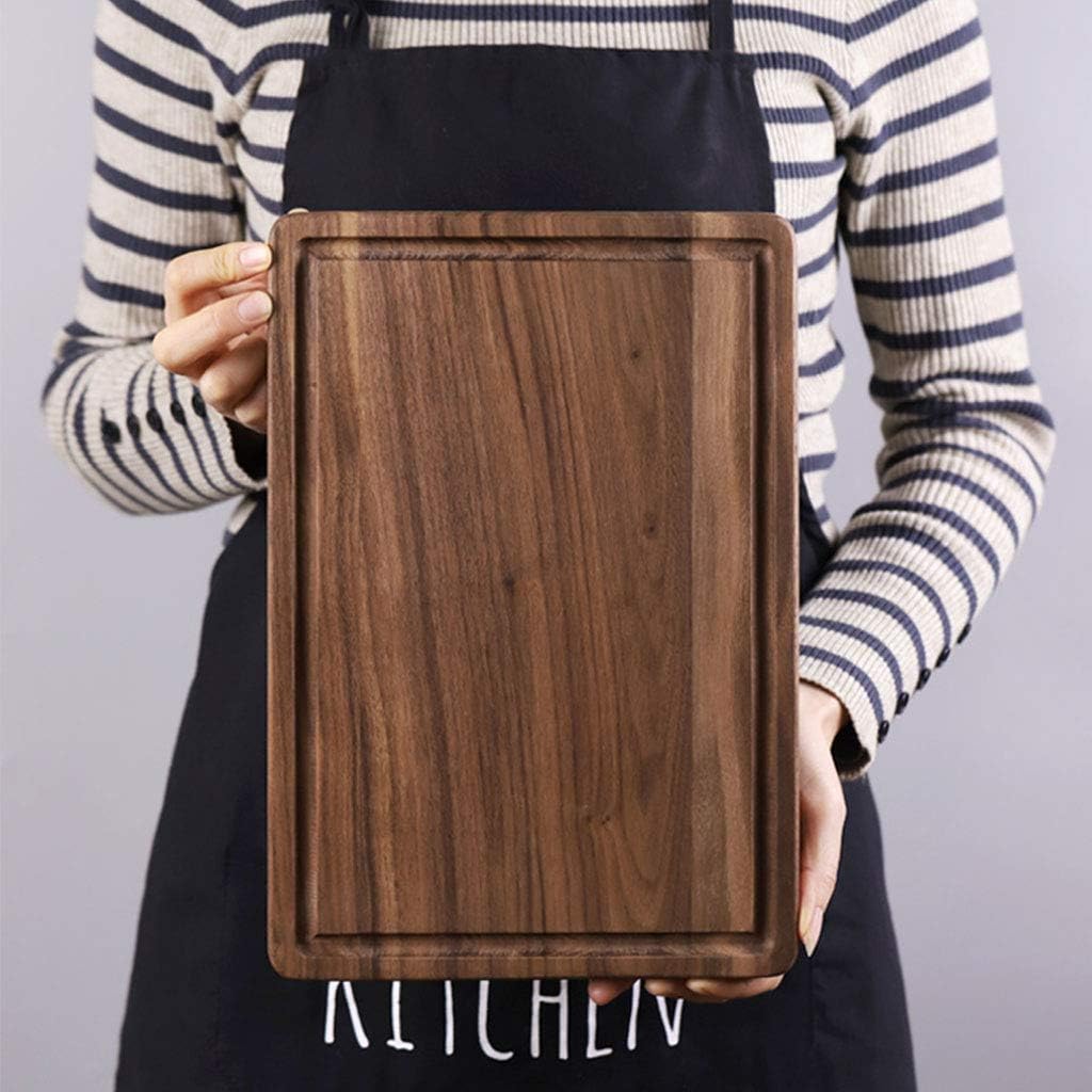 Cutting Board-Solid Wood Rectangular/Round Steak Board with Slot Kitchen Cutting Board Three Sizes Suitable for Vegetables/Cheese/Fruit (Color : 33 * 23 * 2cm/1.08 * 0.75 * 0.06inch) (33*23*2cm/