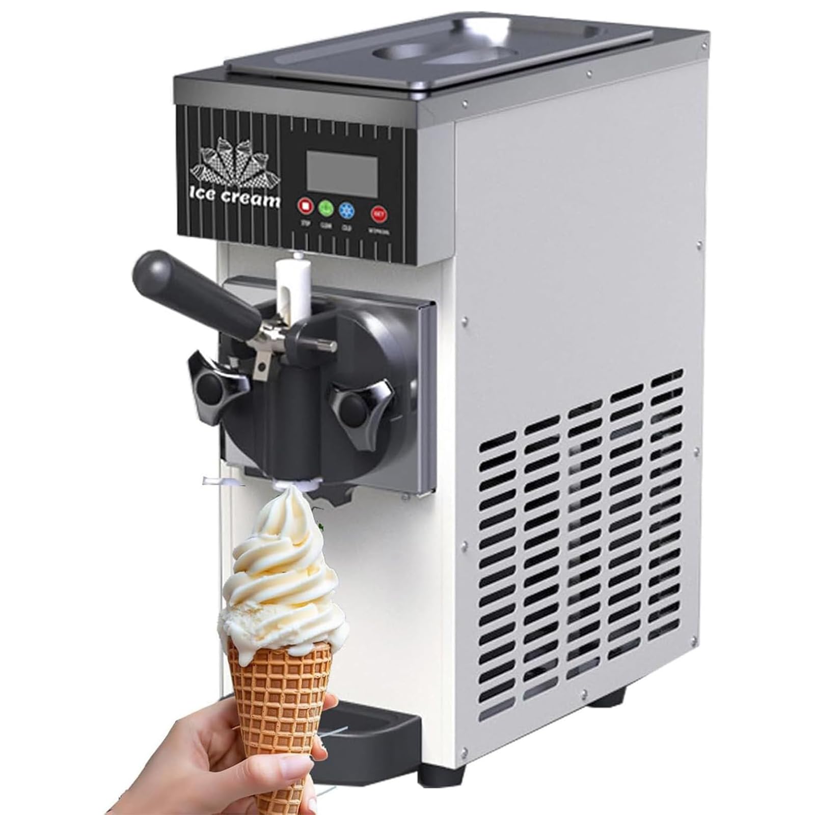 Machine à Glace, Machine à Glace à l'italienne de comptoir Professionnelle, écran LCD pour Restaurants et pâtisseries. White-220V