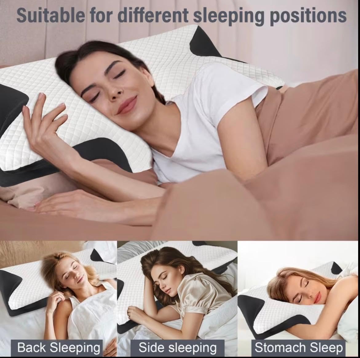 Curosleep Kissen, Ergonomisches Memory Foam Kissen für Seitenschläfer & Rückenschläfer gegen Nackenschmerzen, Orthopädisches Nackenkissen Atmungsaktives Schlafkissen mit Waschbarem Bezug (Schwarz)