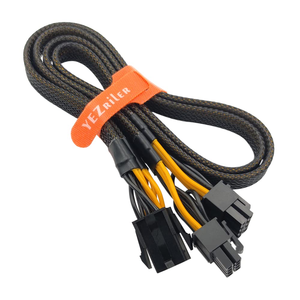 GPU VGA PCIe 6 Pin Female to Dual 8 Pin (6+2) Male PCI Express Power Adapter Sleeved Extension Cable 20.8-inch (53cm)