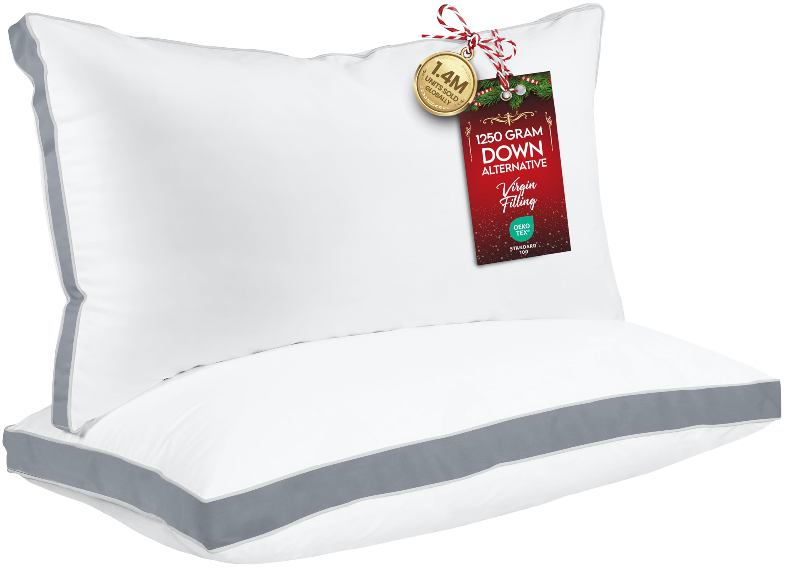 Utopia Bedding Bed Pillows for Sleeping King Size (Grey), Set of 2, Cooling Hotel Quality, Gusseted Pillow for Back, Stomach or Side Sleepers