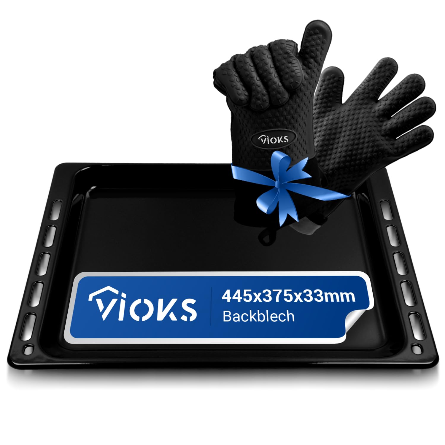 VIOKS Set van 2 diepe bakplaten 45 x 37 cm / 445 x 375 mm vervanging voor Whirlpool Bauknecht Vetpan - Four Baking Tray & diep geëmailleerde bakplaat
