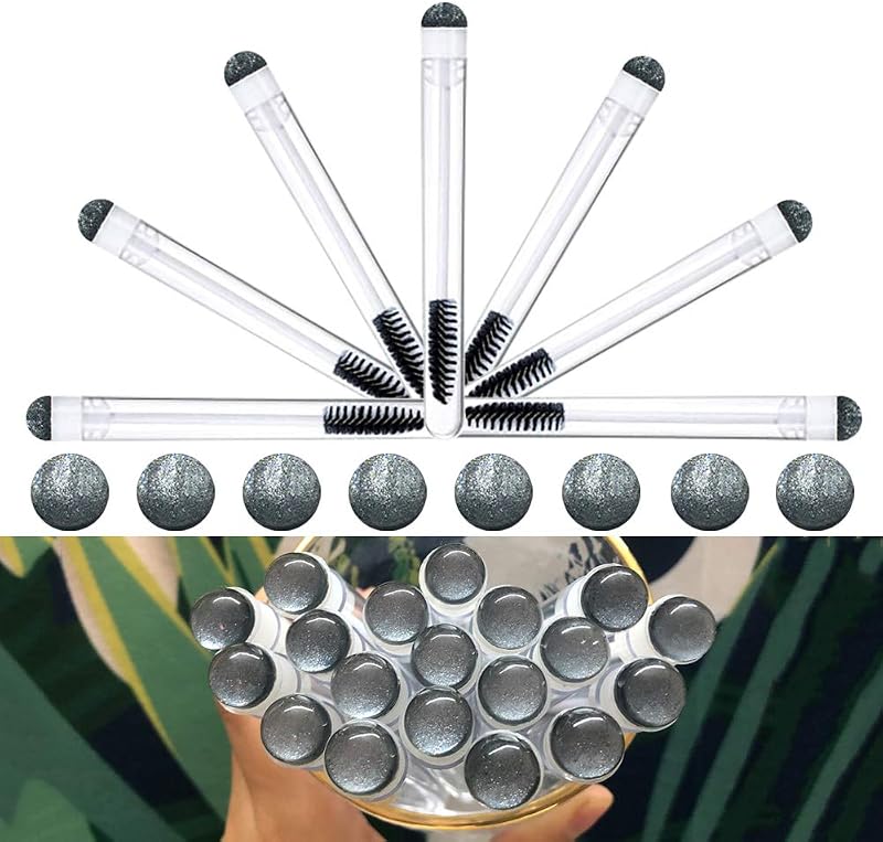 Escovinhas descartáveis para cílios Dming com tubo, fibra e cabo plástico, cor sky black, 20 unidades