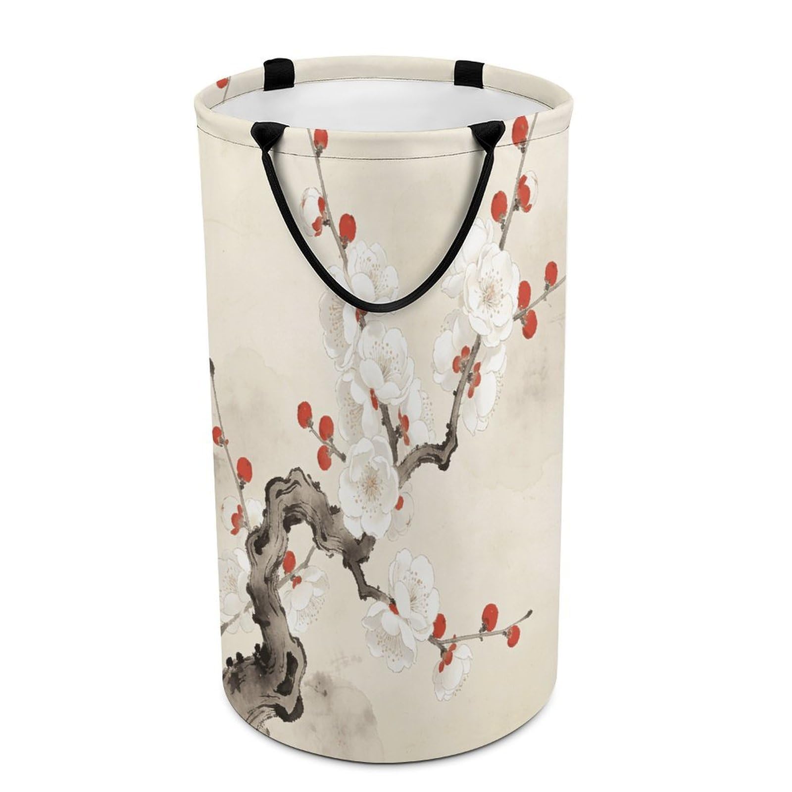 Plum Blossoms Adorned with Red Laundry Hamper Waterproof Polyester Laundry Baskets Collapsible Dirty Clothes Storage Basket Clothes Hampers with Sturdy Handles for Travel Bedroom