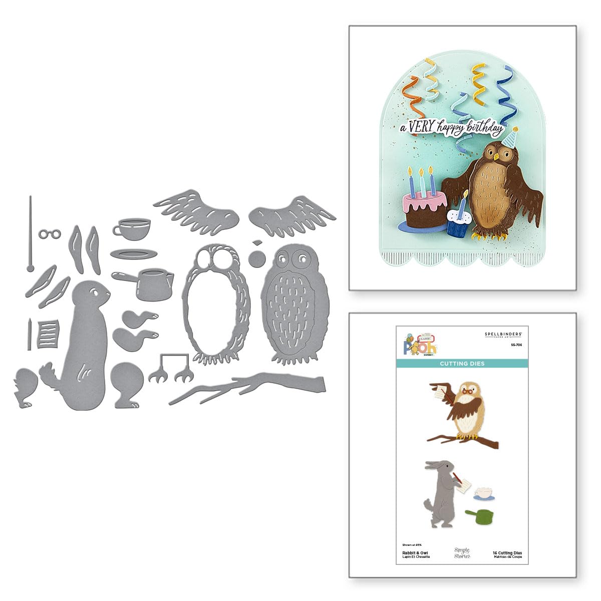 Matrices de découpe lapin et hibou Simple Stories pour scrapbooking